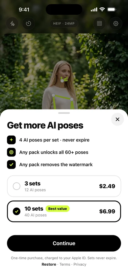 Packs sheet: pay once, sets never expire